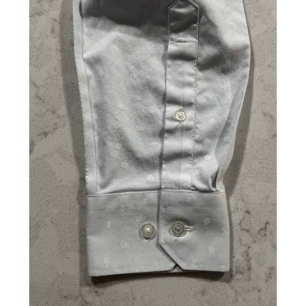 Banana Republic Dress Shirt Mens Medium Light Blue Micro Geometric‎ Slim Fit
